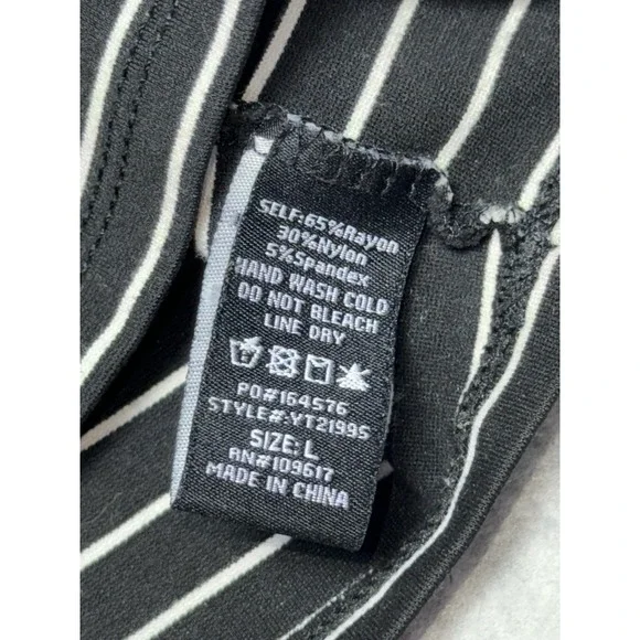 Shine Star Athletic Cropped Top Black & White Striped Womens Sz Large - Picture 5 of 6